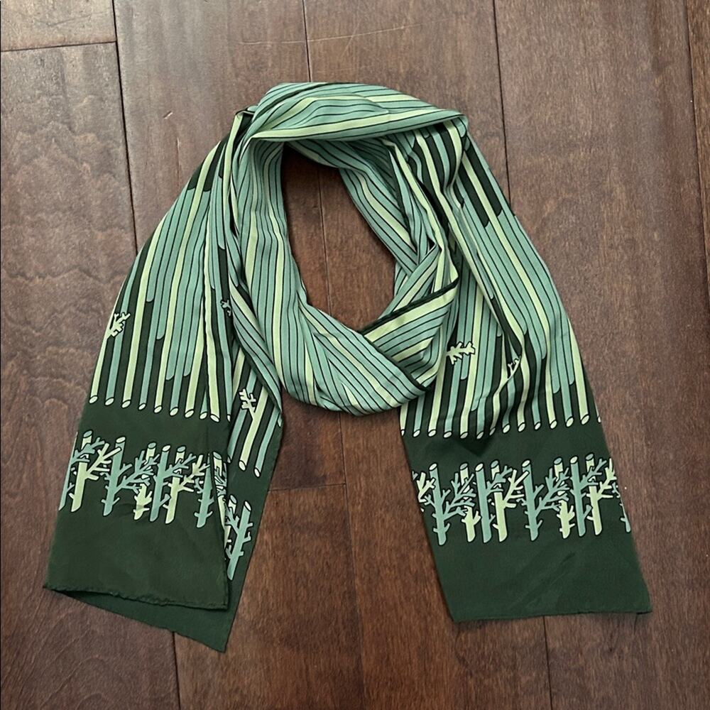 Vintage Jeoffrin Byrs Hand Rolled  Green and Black Patterned Scarf